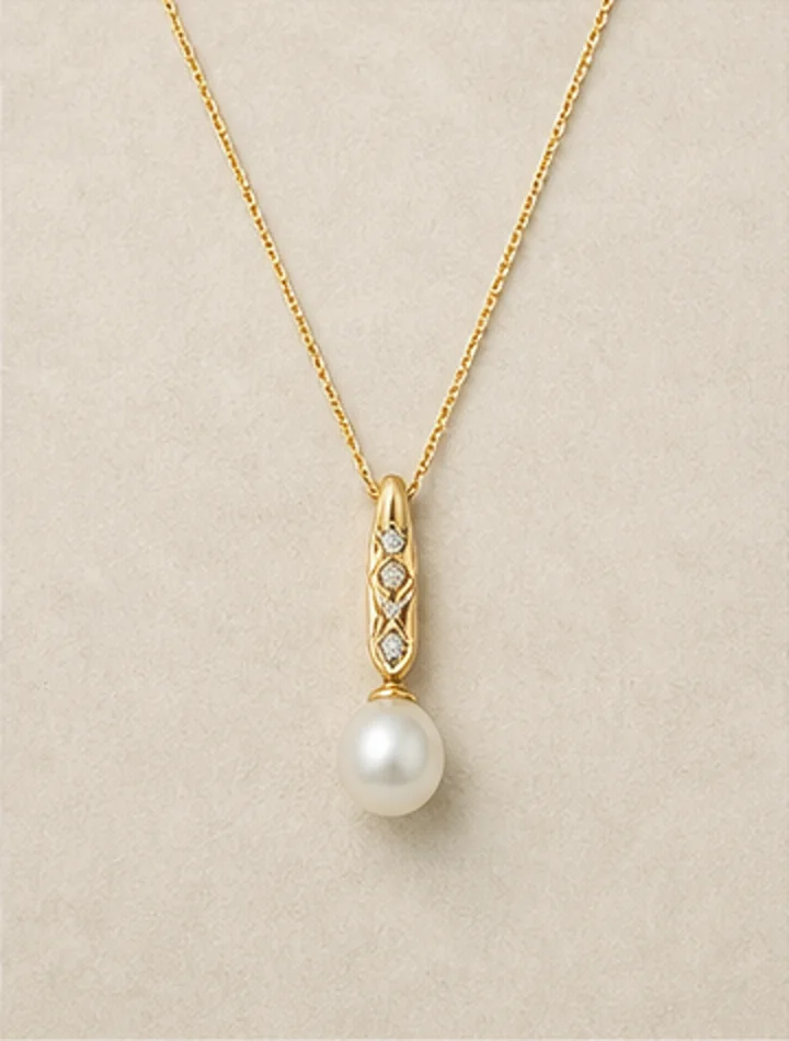 Delicate gold pendant necklace with a pearl drop